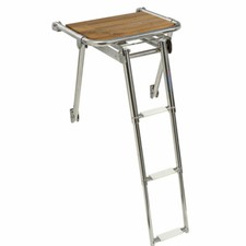 Plancetta di poppa con scaletta per barca cm 45x39 acciaio inox e Iroko