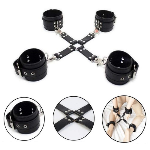 Kit bondage polsini croce nero - bondage,