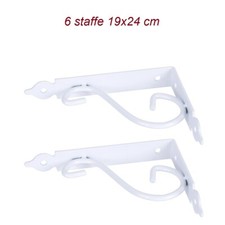 6  staffe reggi mensole parete reggimensole ferro battuto 19X24 cm muro libreria