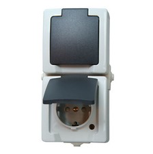 Kopp Nautic Aufputz-Feuchtraum Schutzkontakt-Zweifachsteckdose mit Klappdeckel s