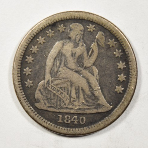 1840 seduto liberty dime - 1840, ~