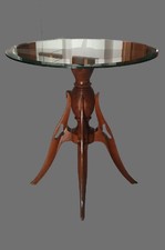 TAVOLINO ROTONDO  RARO TAVOLINO SALOTTO VETRO LEGNO TAVOLO ROTONDO SOGGIORNO 