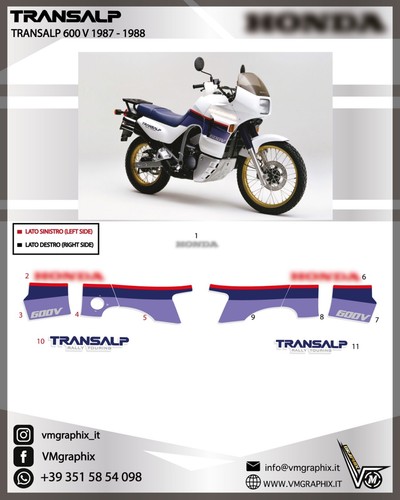 Adesivi xl600v transalp white - adesivi,