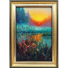 Lupino Tramonto Dipinto Olio