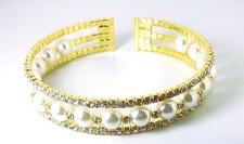 Bracciale Donna Rigido Ananda Steel AXBR04 In Metallo Dorato Con Perle Bianche