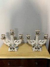 COPPIA CANDELABRI CERAMICA CAPODIMONTE VINTAGE OTTIME CONDIZIONI