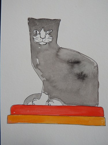 Acquerello libro gatto - libro, nero