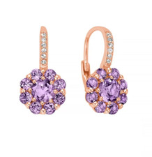 Orecchini Miluna Donna Argento 925 Placc. Oro Rosa Ametista Viola _ERD2926