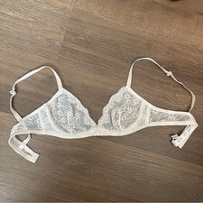Reggiseno bralette intimissimi bianco pizzo delicato sfoderato ferretto donna taglia 36C