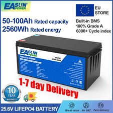 Batteria al litio Easun 24V 100Ah LiFePO4 100A BMS solare camper barca camper 6000+