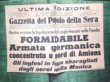 LOTTO A 3 REPLICA GIORNALE STAMPA GAZZETTA INVASIONE FRANCIA GUERRA GIUGNO 1940