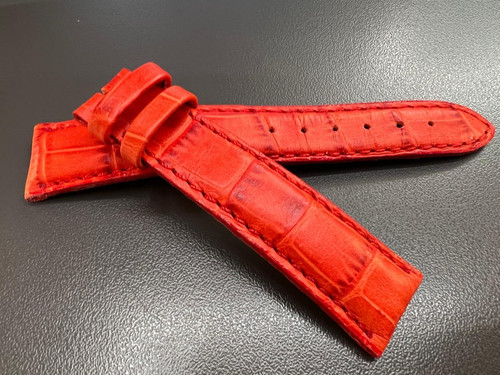 Leather matte red strap - red,