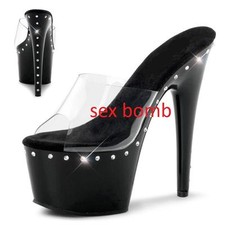 SEXY sabot SANDALI neri STRASS
