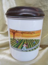 Villeroy & Boch Design Naif Barattolo Corto Porta Tè Caffè Coperchio Legno Agricoltori 14 cm