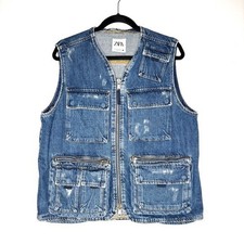 Gilet cargo utility denim blu