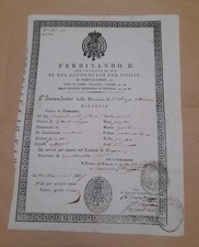 Passaporto / Carta Di Passaggio Ferdinando II , Regno Due Sicilie , 1837