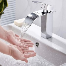 Cromato Cascata Rubinetto Miscelatore Monocomando per Bagno Lavabo ottone