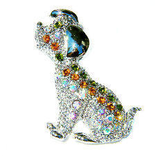 Dalmata Cane IN Swarovski Cristallo Cucciolo Animali Spilla Natale Regalo