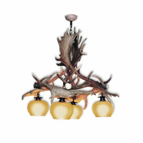 Lampadario con vere corna - , di