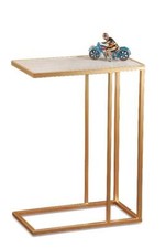 Tavolino Tavolo Decorazione Casa Struttura in Ferro e Marmo Bianco 46 x 25 x ...