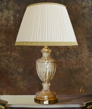 Lampada da tavolo classica salotto elegante cristallo AMBRA CHIARO con paralume