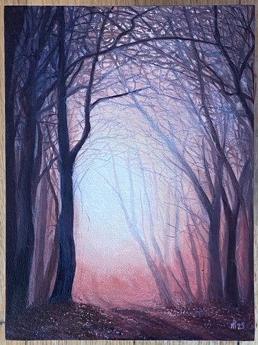 Foresta nebbiosa pittura - foresta, ad