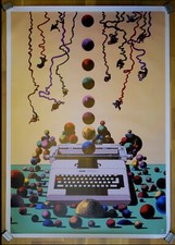 Milton Glaser, giant poster 2F, Olivetti typewriter Lexikon 82, excellent condit
