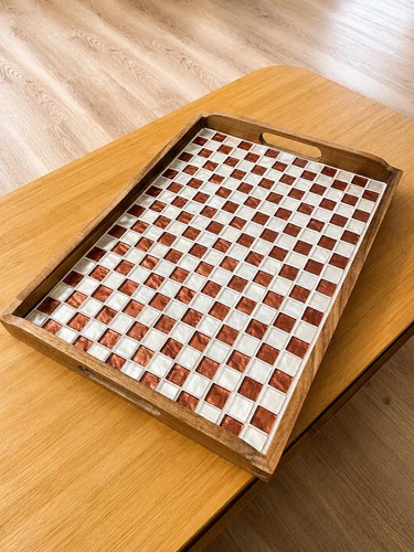 Vassoio legno decorato - di, con