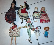 Lotto 8 Bambole Antiche da Collezione Anni 50 60 70 marionette vintage pezza