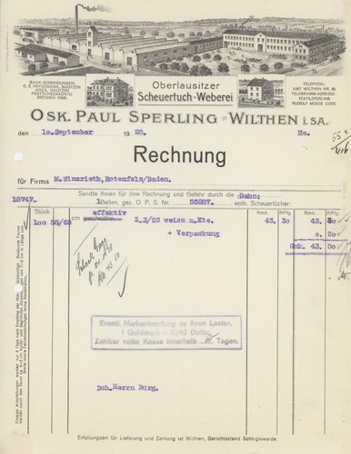 Rechnung wilthen sperling - rechnung,
