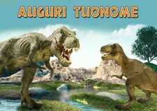 Cialda DINOSAURI DINOSAURO T REX con NOME Decorazione Torta Ostia Zucchero