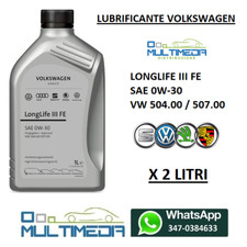 2 LITRI OLIO MOTORE ORIGINALE VOLKSWAGEN 0W-30 LONGLIFE III FE 504 00  507 00 