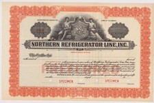 Northern Refrigerator Line, Inc. Esemplare Certificato di Stock