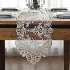 Antico Tavolo Runner Pizzo Ricamato Rettangolare Corridori Festa Forniture