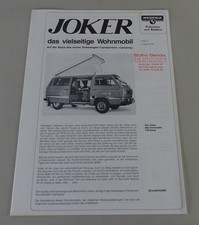 Brochure/opuscolo VW Bus T3 Westfalia Joker stand 02/1980