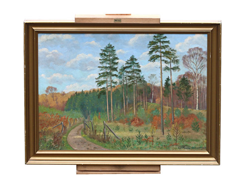 Olio tela paesaggio waldweg - paesaggio,