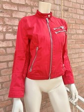 ICEBERG Biker Jacket Vintage Iconic 80s Red Zip Rare Jackson Cotton Size IT 42 S