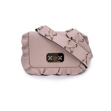 Borsa a tracolla autentica rossa Valentino rosa pelle rock ruffles