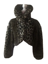 Pelliccia Corta Coprispalla Stampa Leopardato Donna Tg Unica