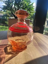 Flacon / bouteille / carafe en verre rose vintage avec bouchon assorti