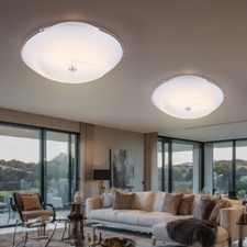 Plafoniera Luci Soggiorno LED Cromo Cristallo Vetro Opale 2er Set