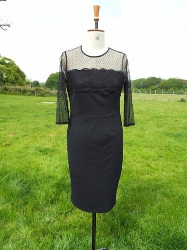 Abito midi nero pizzo - midi, inserto