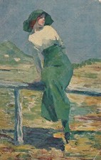 1918 Estate pittore G. AMISANI TIMBRO XVIII Corpo d’Armata Artiglieria Cartolina