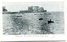 Primi '900 Napoli Il castel dell'Ovo barche FP B/N ANIM