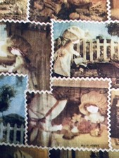 Album fotografico vintage Holly Hobbie seppia stampa saluti americani per manes 45"X73"