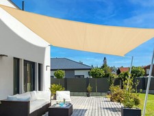 Tenda a Vela Rettangolare Colore Beige 3X5m Parasole Per Giardino Terrazza