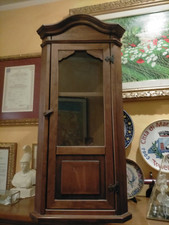 Antica VETRINA ANGOLIERA IN Legno PIENO
