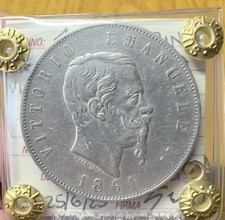 REGNO D'ITALIA VITTORIO EMANUELE II 5 LIRE 1861 TORINO MOLTO RARA sigillata BB+