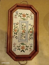 Vassoio In Legno E Ceramica