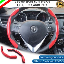 2 X COVER VOLANTE EFFETTO CARBONIO COLORE ROSSO PER ALFA ROMEO 146